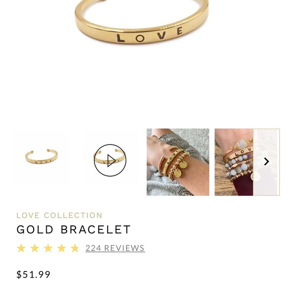 New Kinsley Armelle Love Collection S/M Gold Bangle - Picture 2 of 5